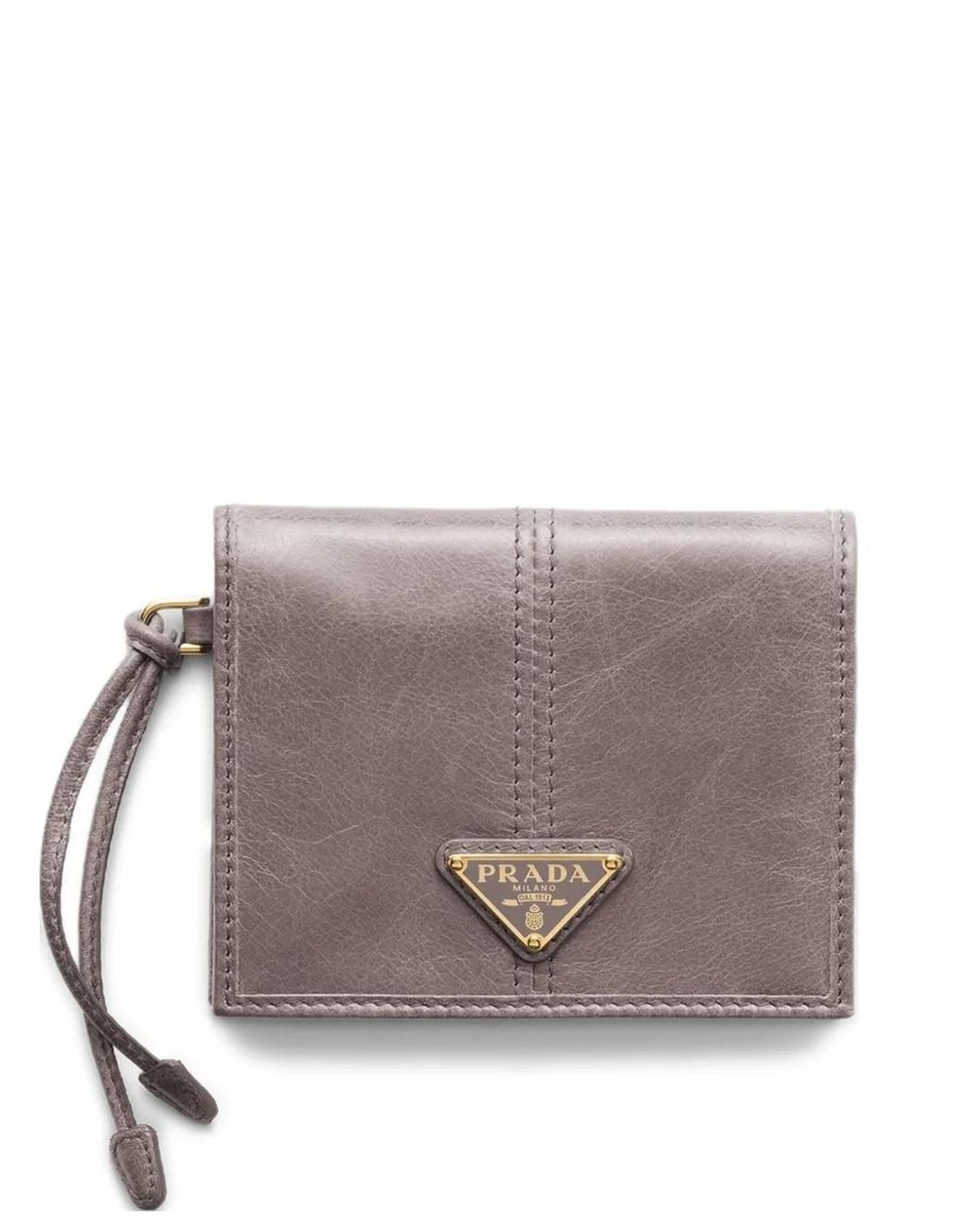 Portafoglio Piccolo Con Logo di Prada in Gray
