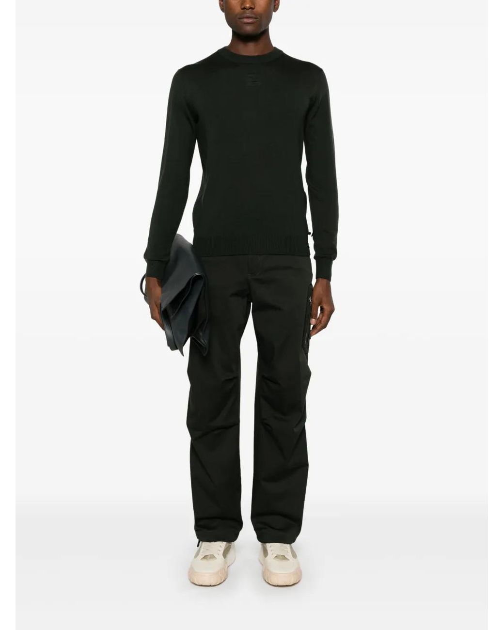 Fendi Black Wool Blend FF-Embossed Knitted Sweater for men