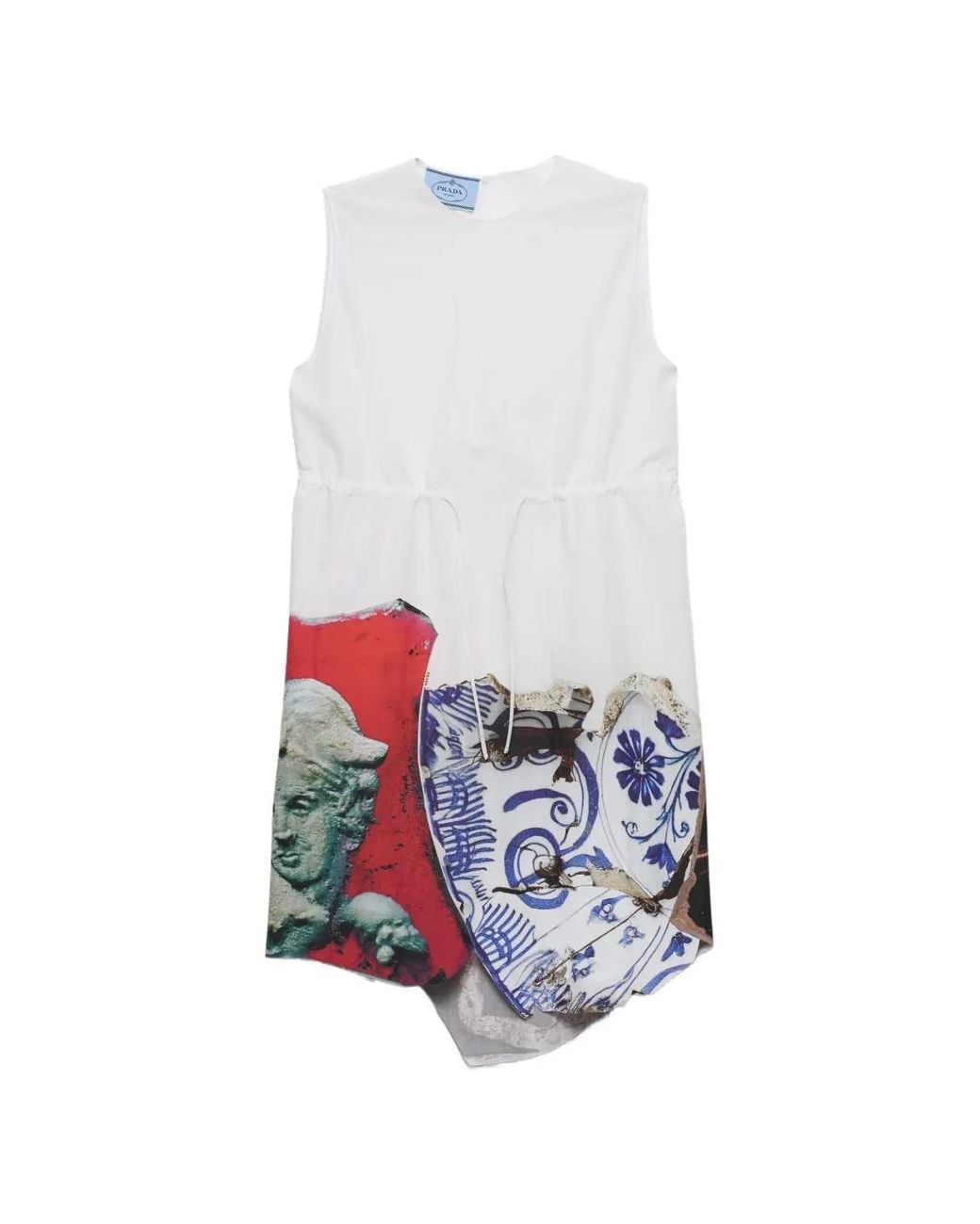 Prada White Printed Compact Fabric Dress