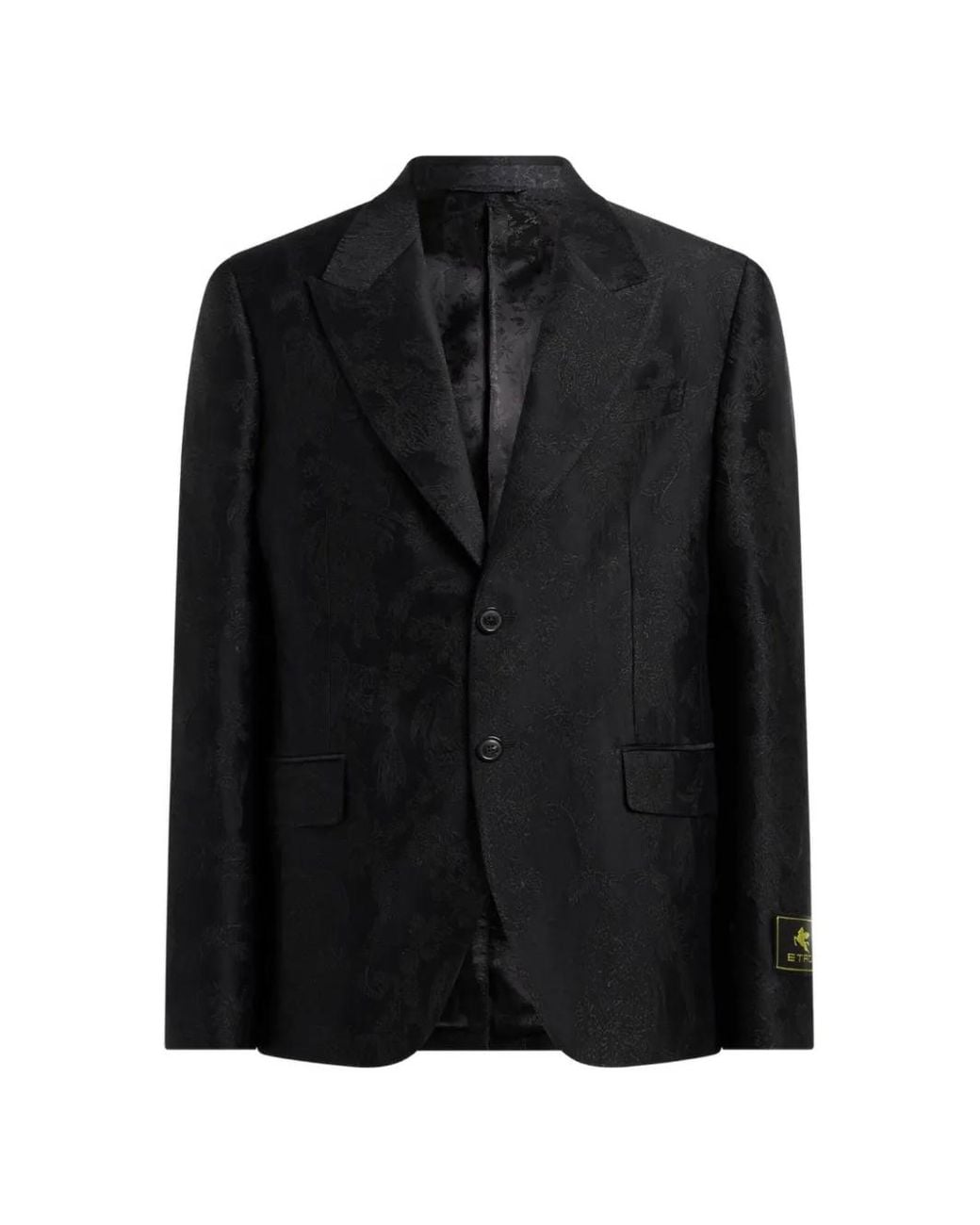 Etro Black Blazer Boutonné À Fleurs En Jacquard for men