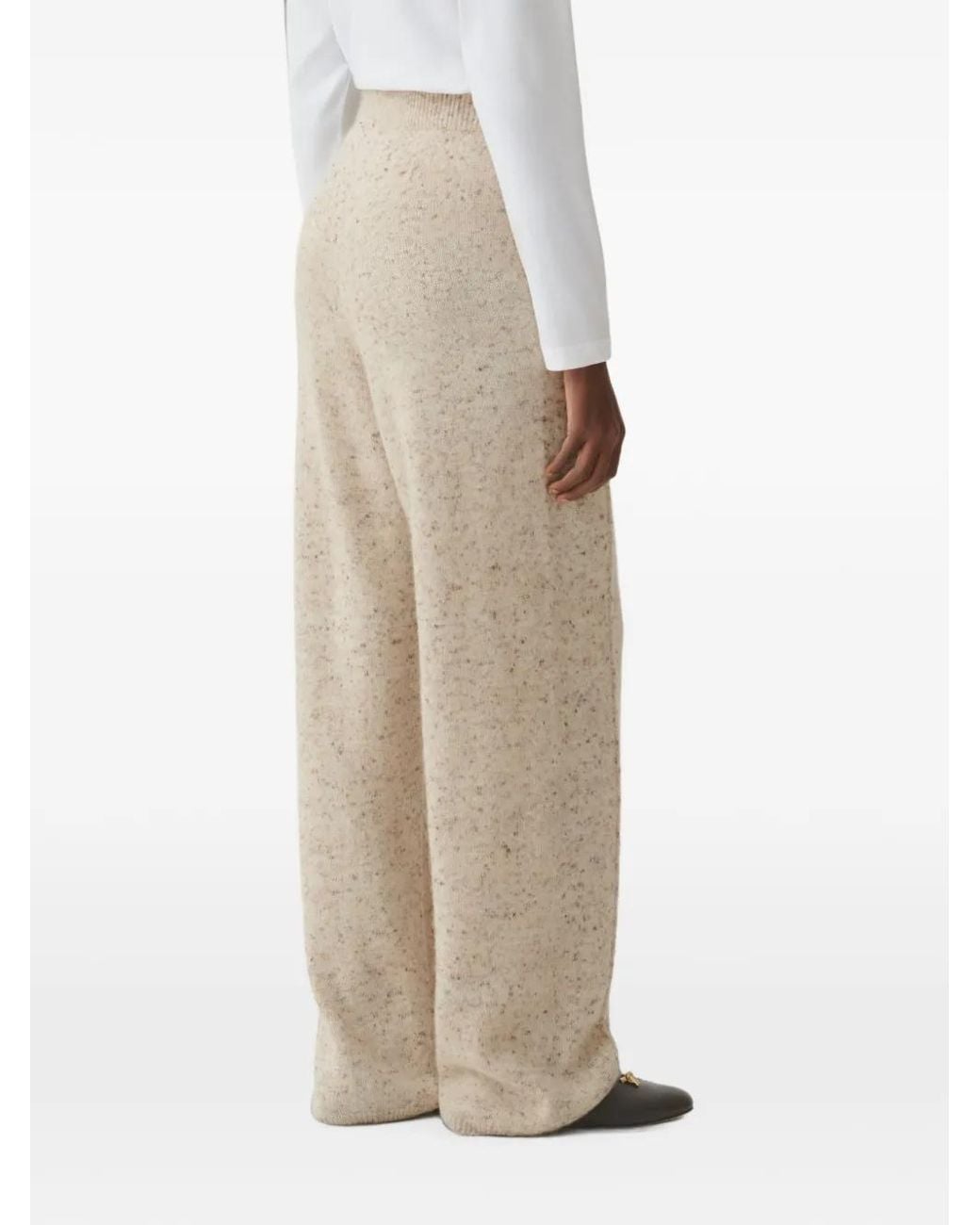 Fabiana Filippi White Mélange-Knit Ribbed-Cuff Trousers
