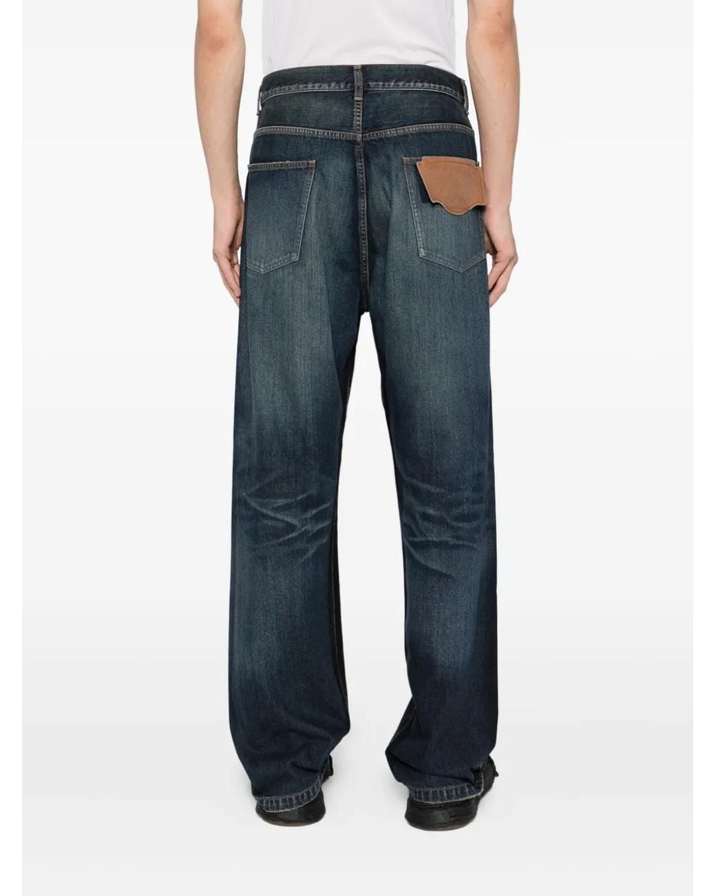 Maison Mihara Yasuhiro Black Two-Tone Coated Jeans for men