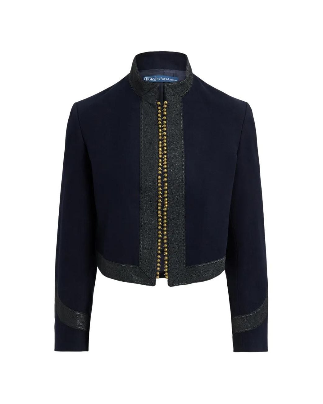 Polo Ralph Lauren Blue Embellished Cropped Cotton Jacket