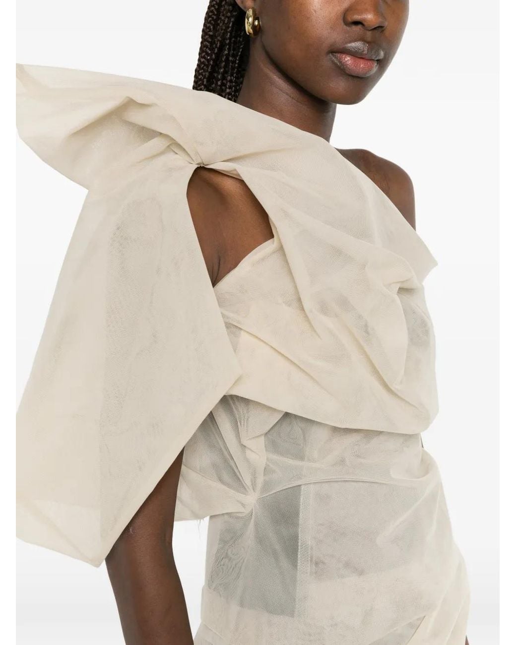 Rick Owens White Draped-Detail Top