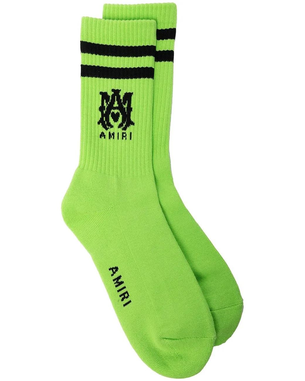 Amiri Green Logo Embroidered Ankle Socks for men