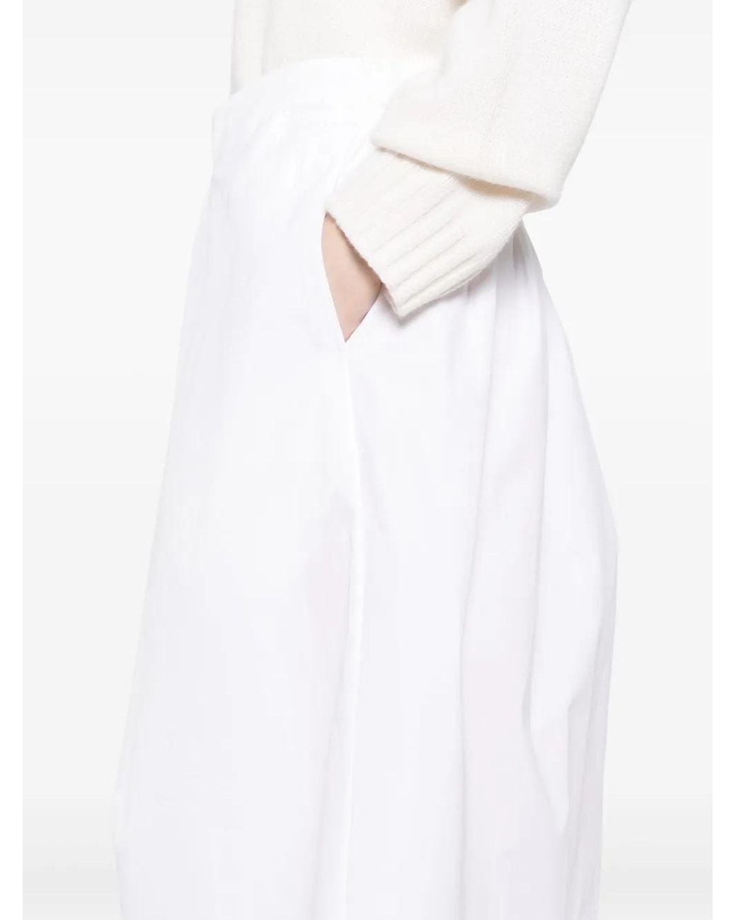 Jil Sander White Cotton Poplin Skirt