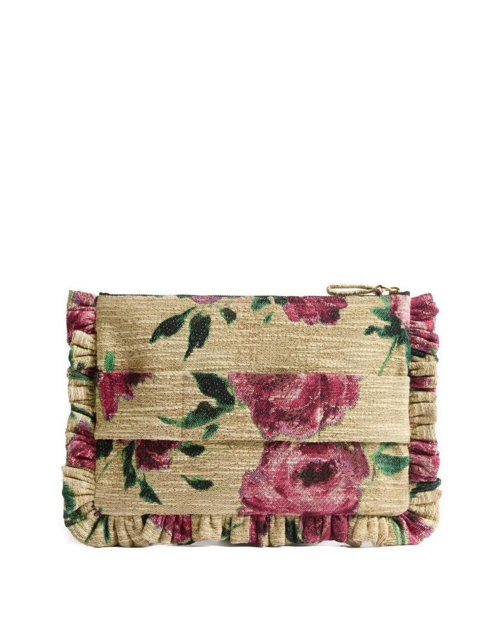 LaDoubleJ Gray Floral-Pattern Clutch Bag