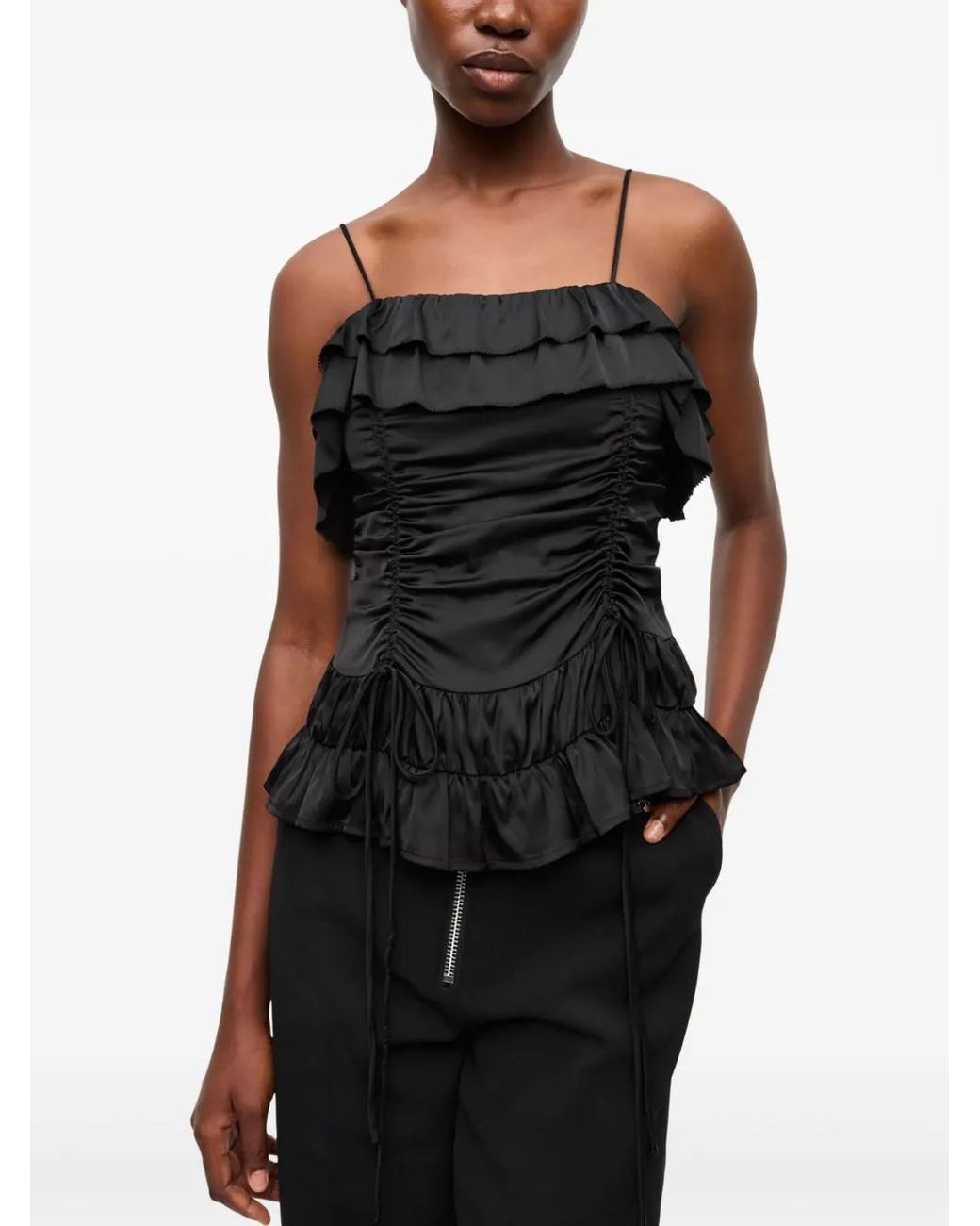 Ganni Black Draped Top