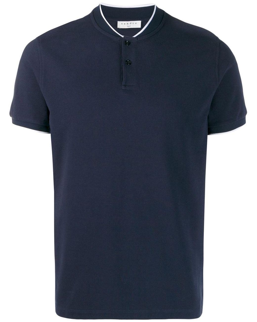 Sandro Cotton Round Neck Polo Shirt in Blue for Men - Lyst