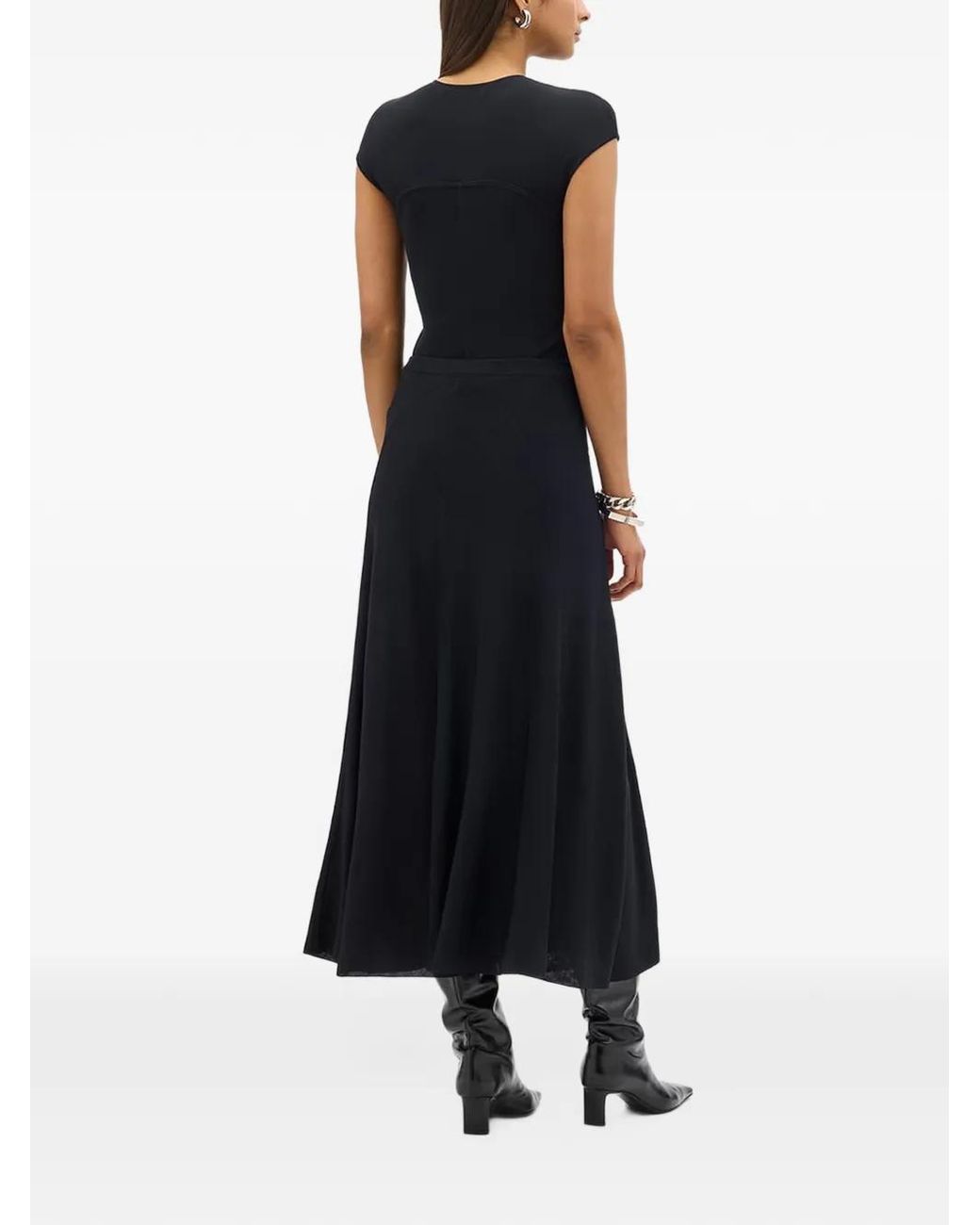 Another Tomorrow Black Seamed Fitted Top