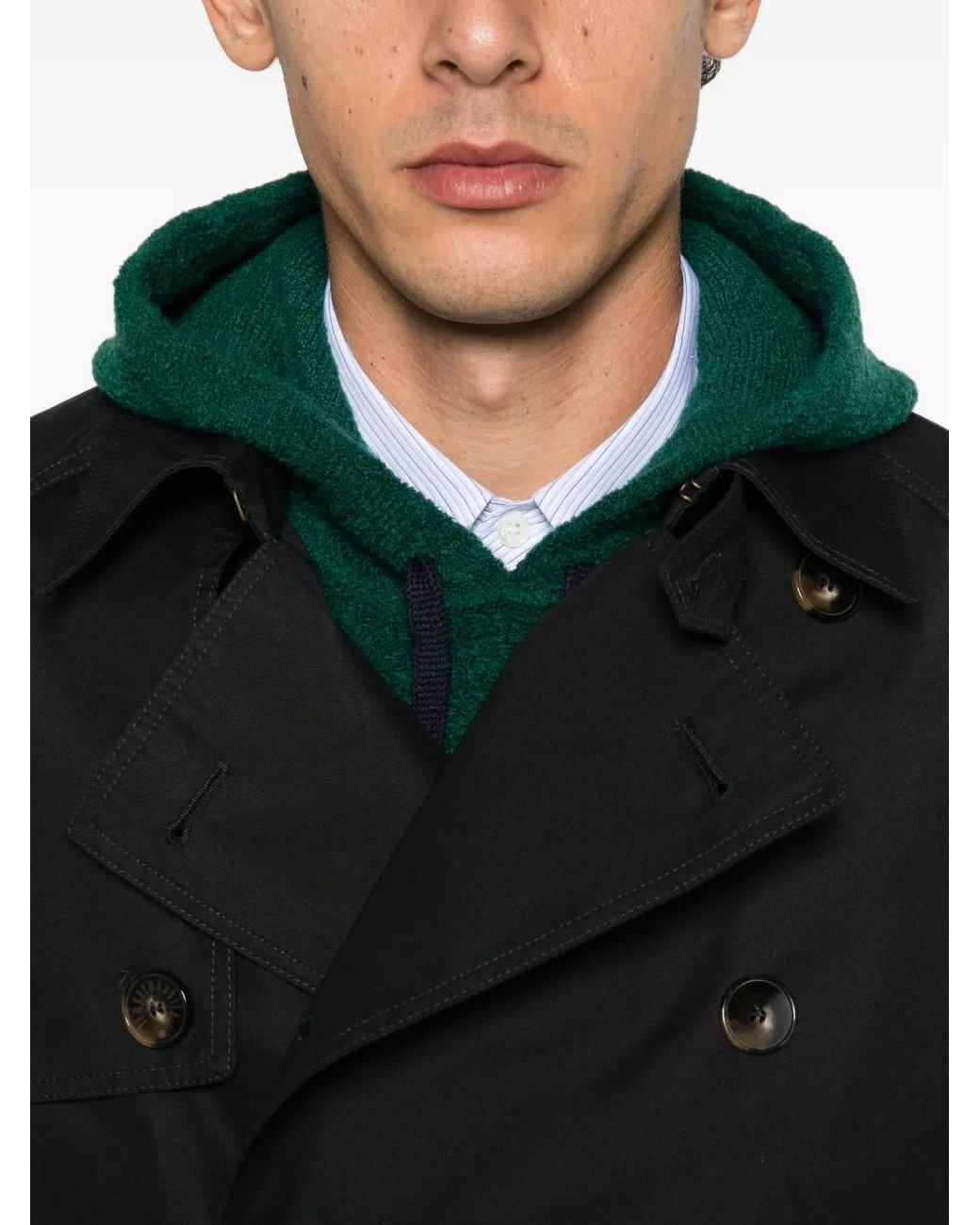L'IMPERMEABILE Black Tony Double-Breasted Belted Coat for men