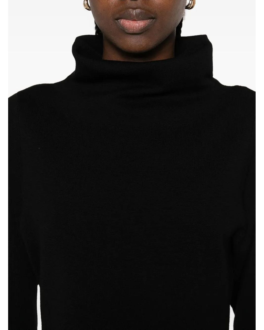 P.A.R.O.S.H. Black High-Neck Long-Sleeve Dress