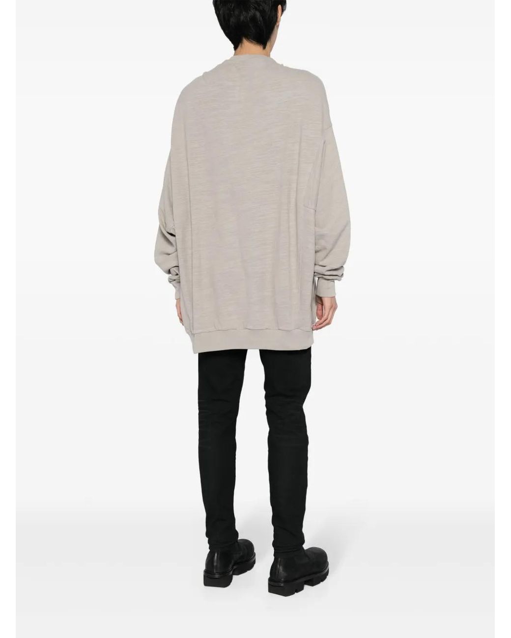 Rick Owens White Slub Panelled Sweatshirt for men