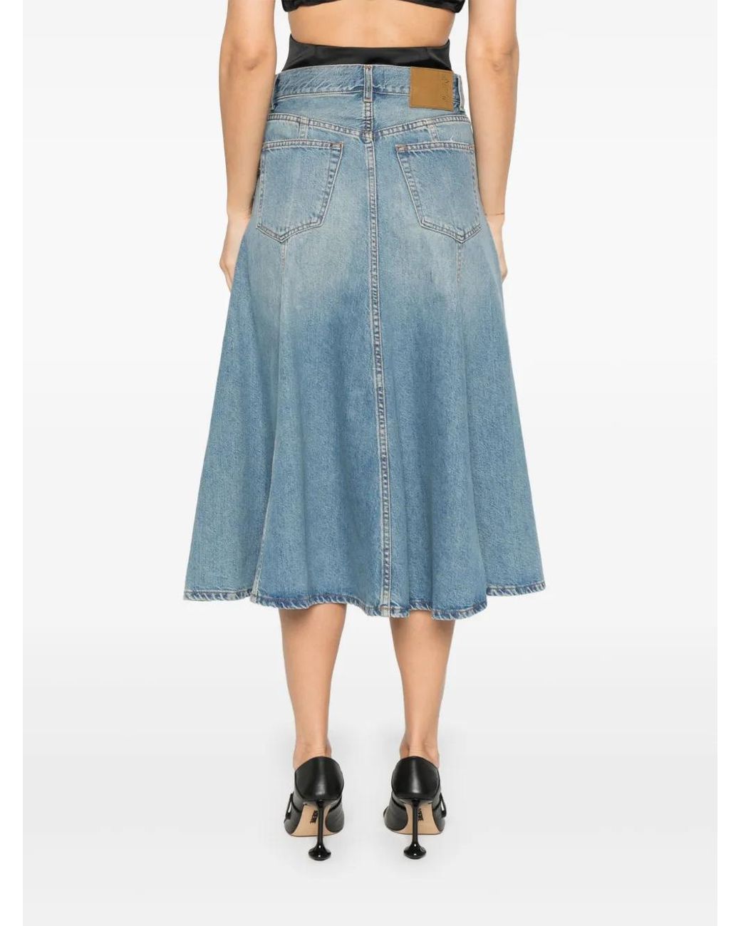 Haikure Blue Flared Midi Skirt
