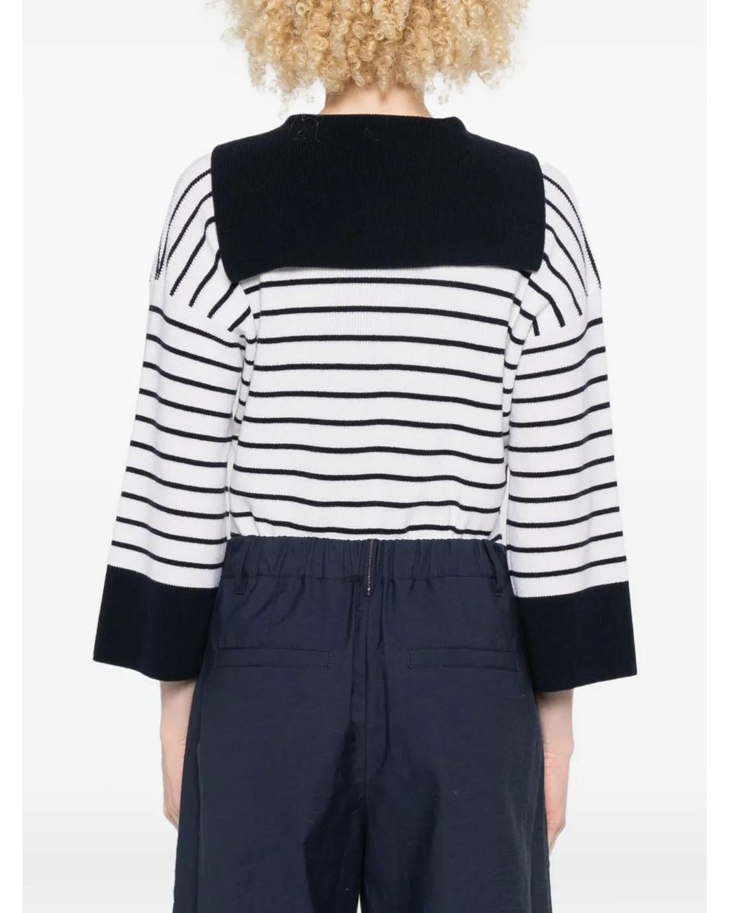 Pull Rayé À Col V Ralph Lauren en coloris White