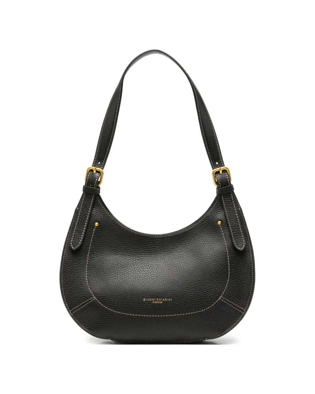 Gianni Chiarini Black Gabry Pebbled Leather Shoulder Bag