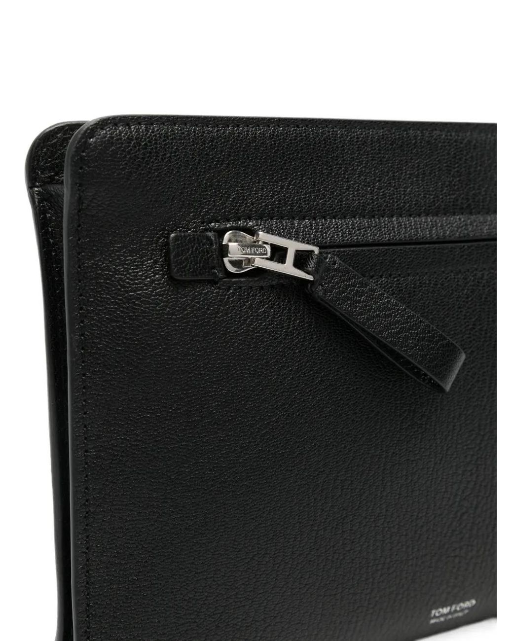 Tom Ford Black Grained Leather Clutch Bag for men
