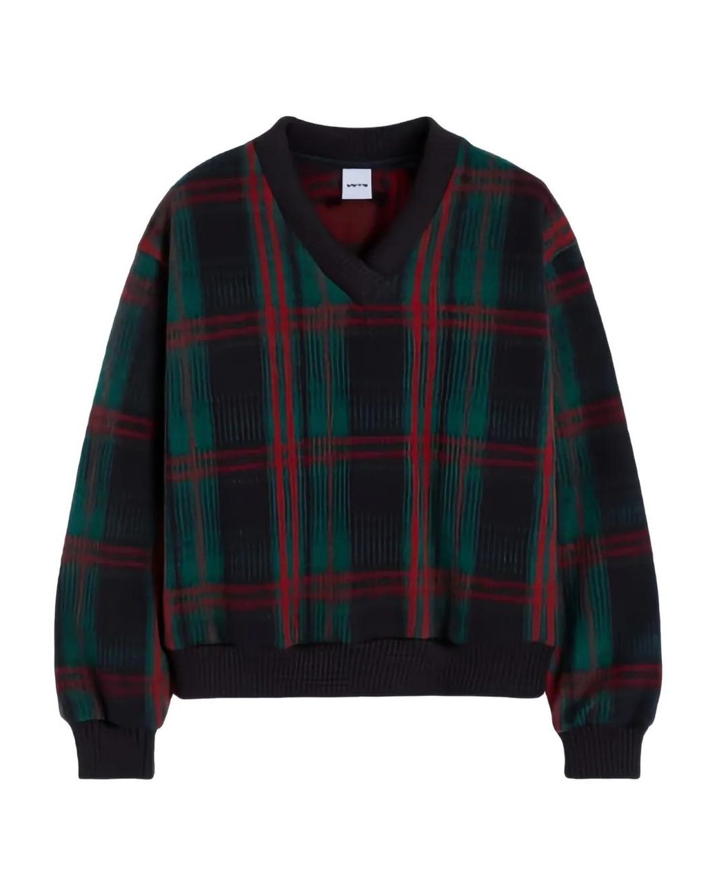 Aspesi Blue V-Neck Plaid Sweater