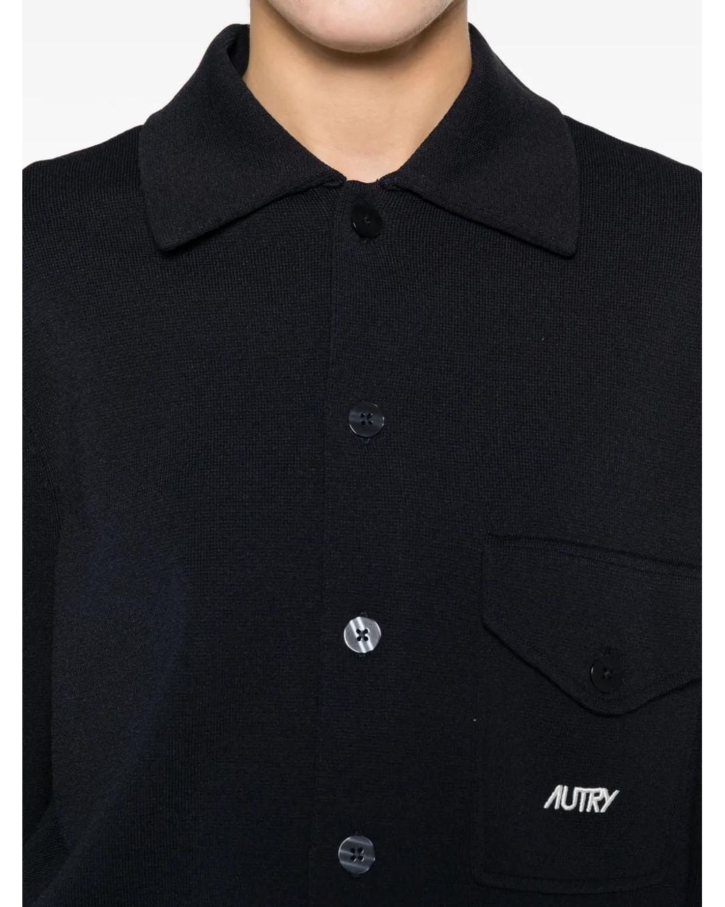 Autry Black Knitted Viscose Shirt Jacket