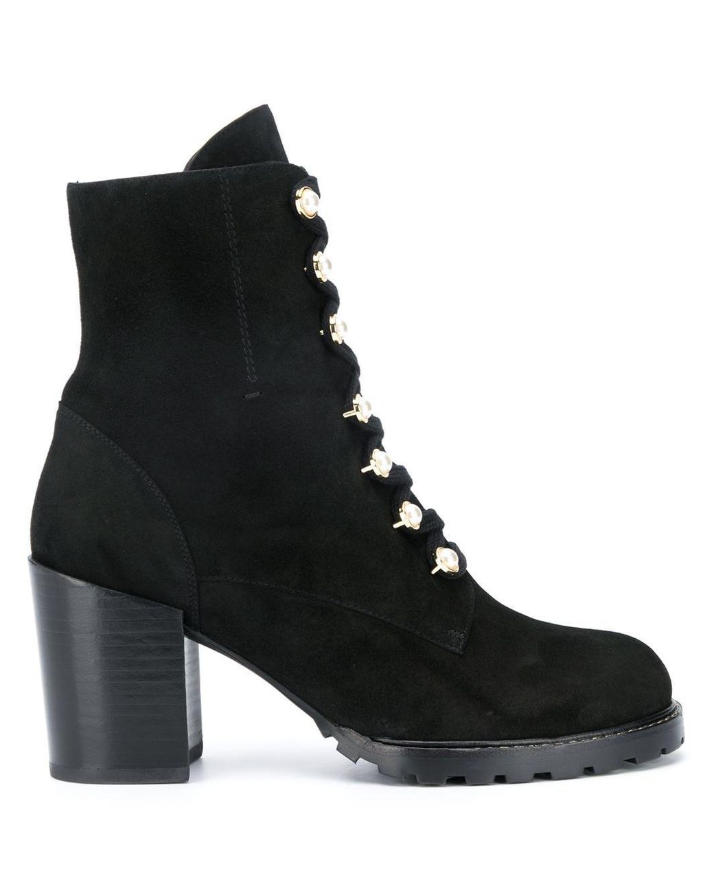 Stuart Weitzman Leather Ivey Lace-up Boots in Black - Lyst