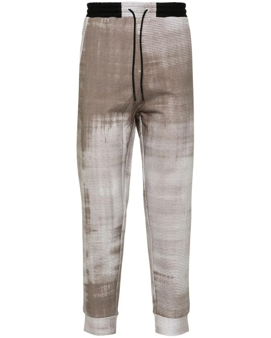 Boss Gray Abstract-Pattern Track Pants for men