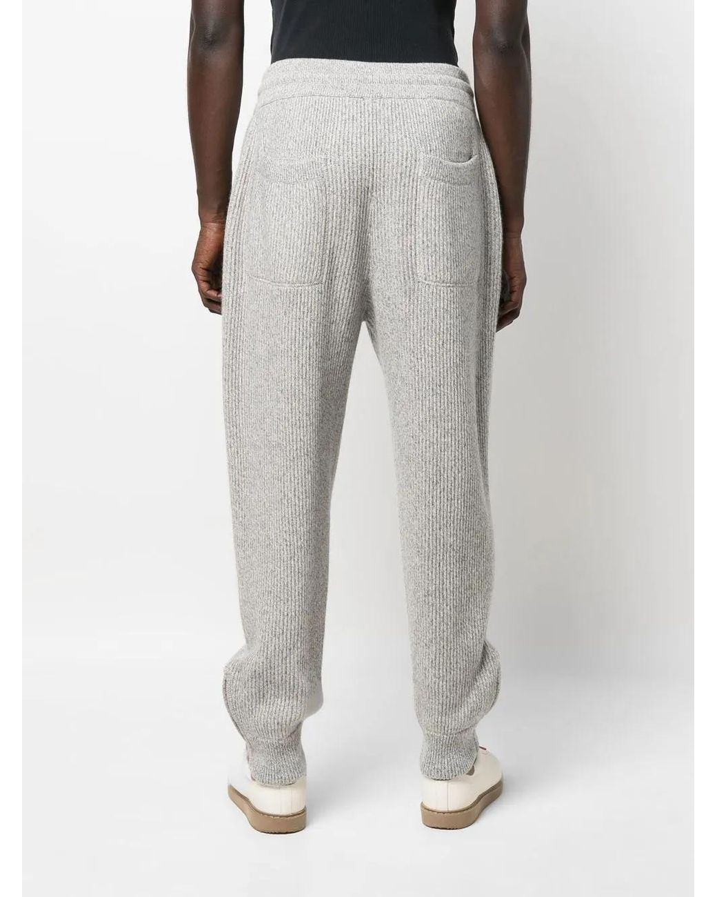 Brunello Cucinelli Gray Cashmere Ribbed Joggers for men