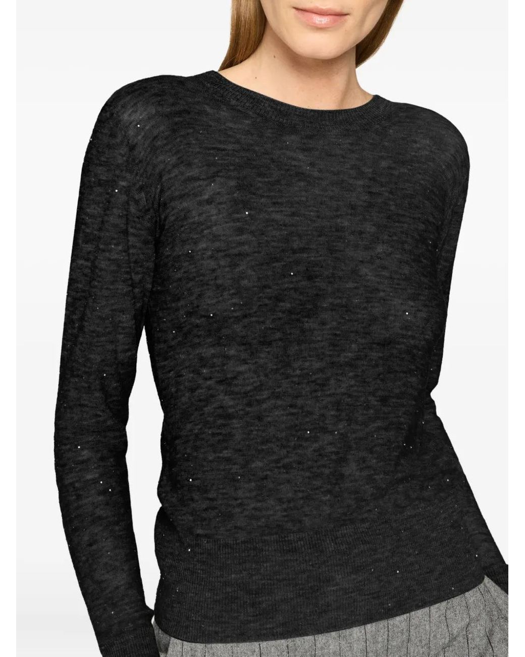 Genny Black Crew-Neck Long-Sleeve Sweater