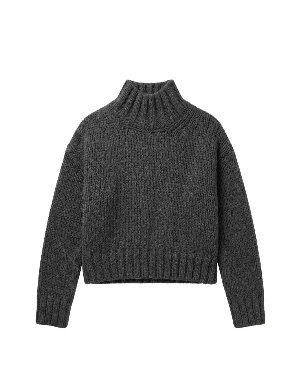 Roberto Collina Black Chunky-Knit Mock-Neck Sweater