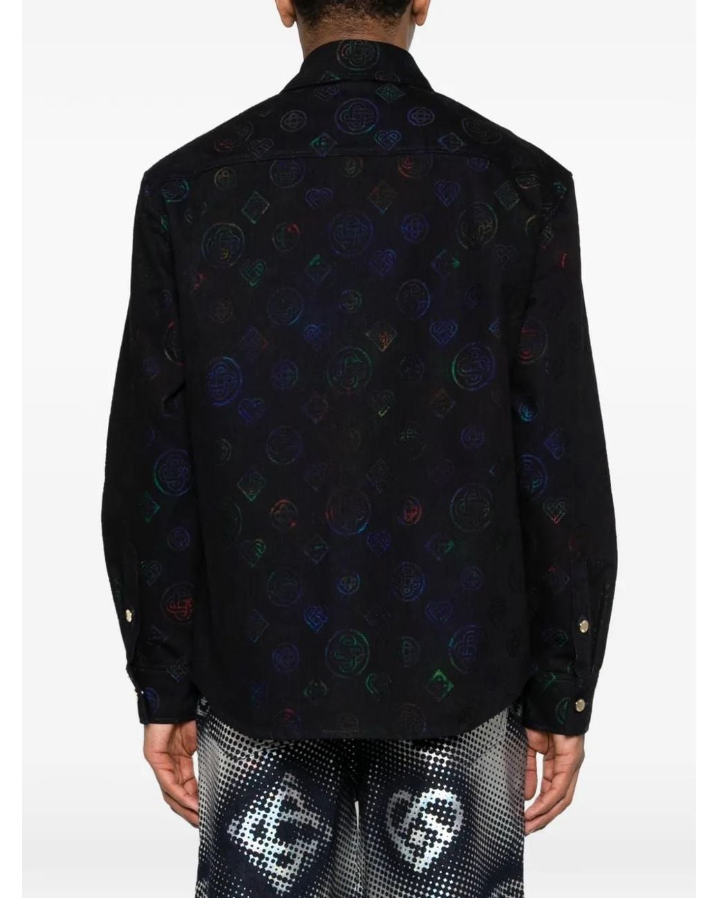 Casablanca Black Logo-Pattern Denim Shirt for men