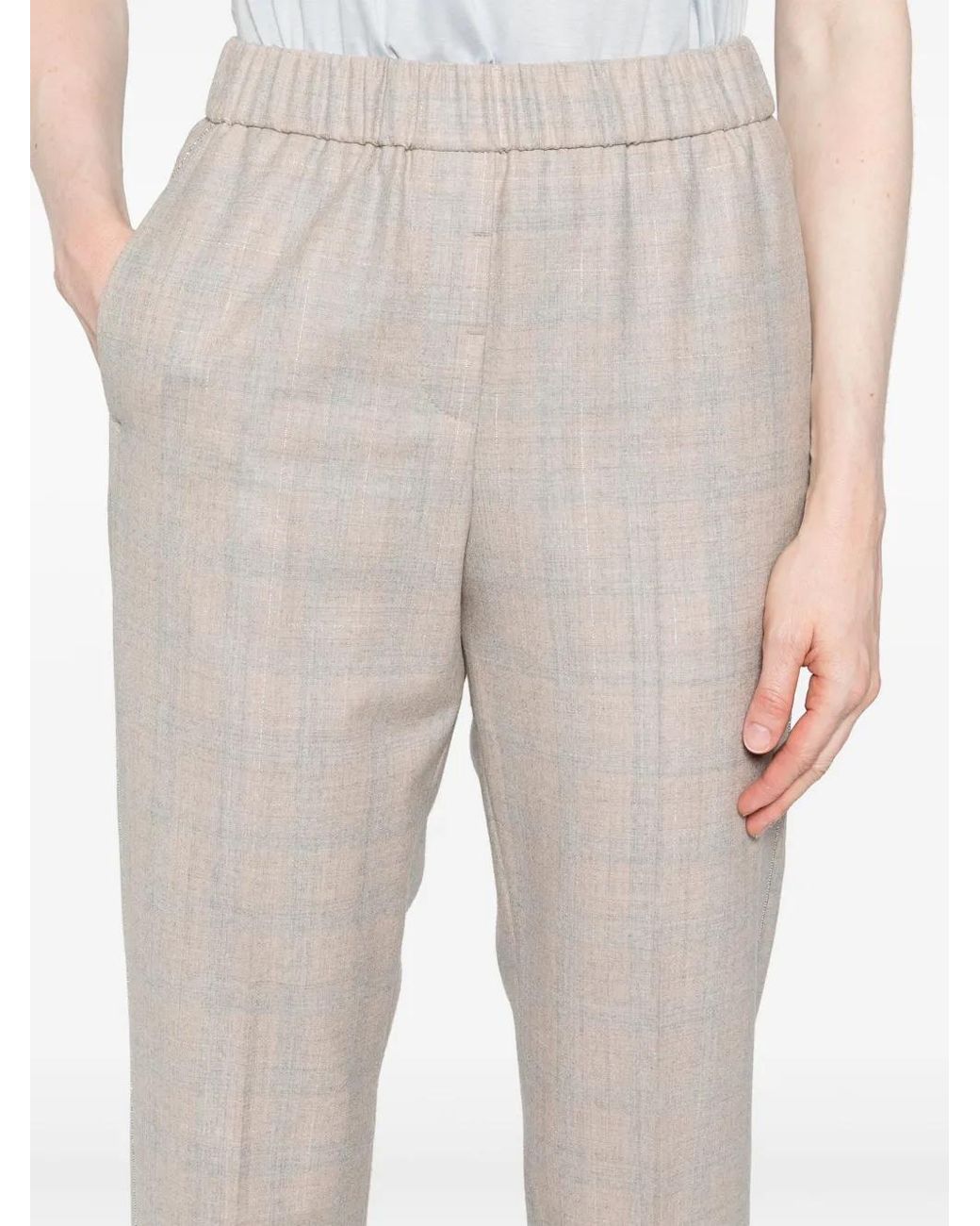Peserico Natural Checked Tapered Trousers