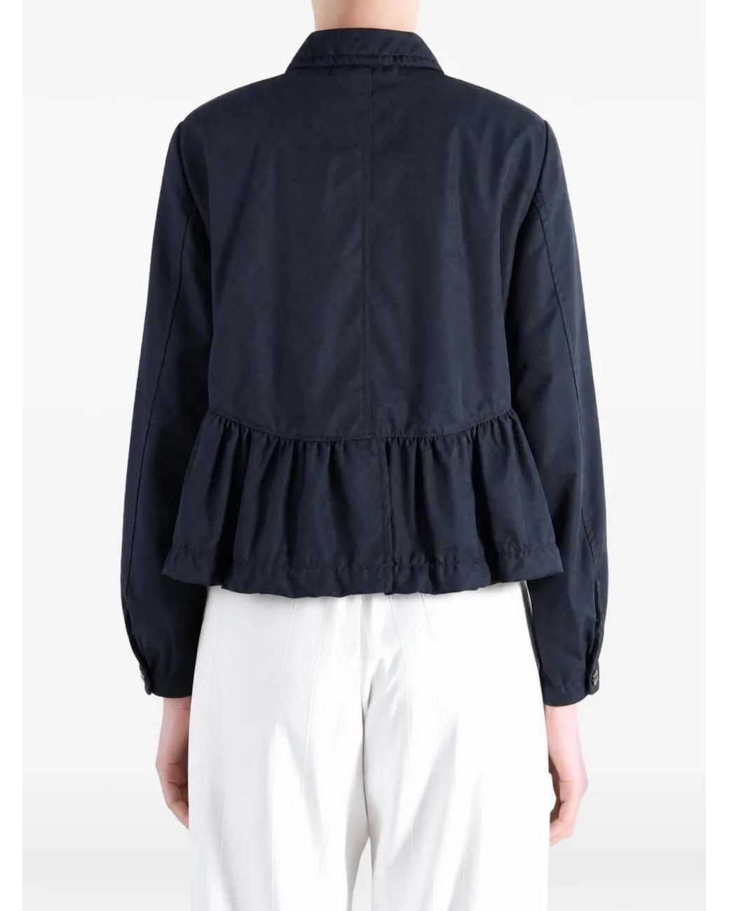 Comme des Garçons Blue Ruffled Button-Up Jacket