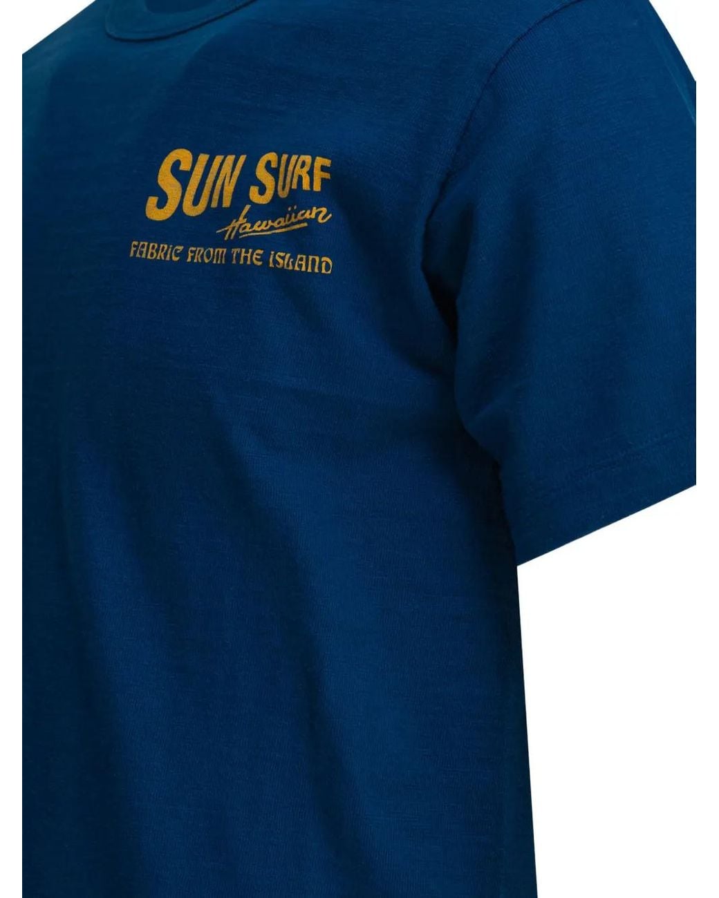Sun Surf Blue Logo-Print Cotton T-Shirt for men
