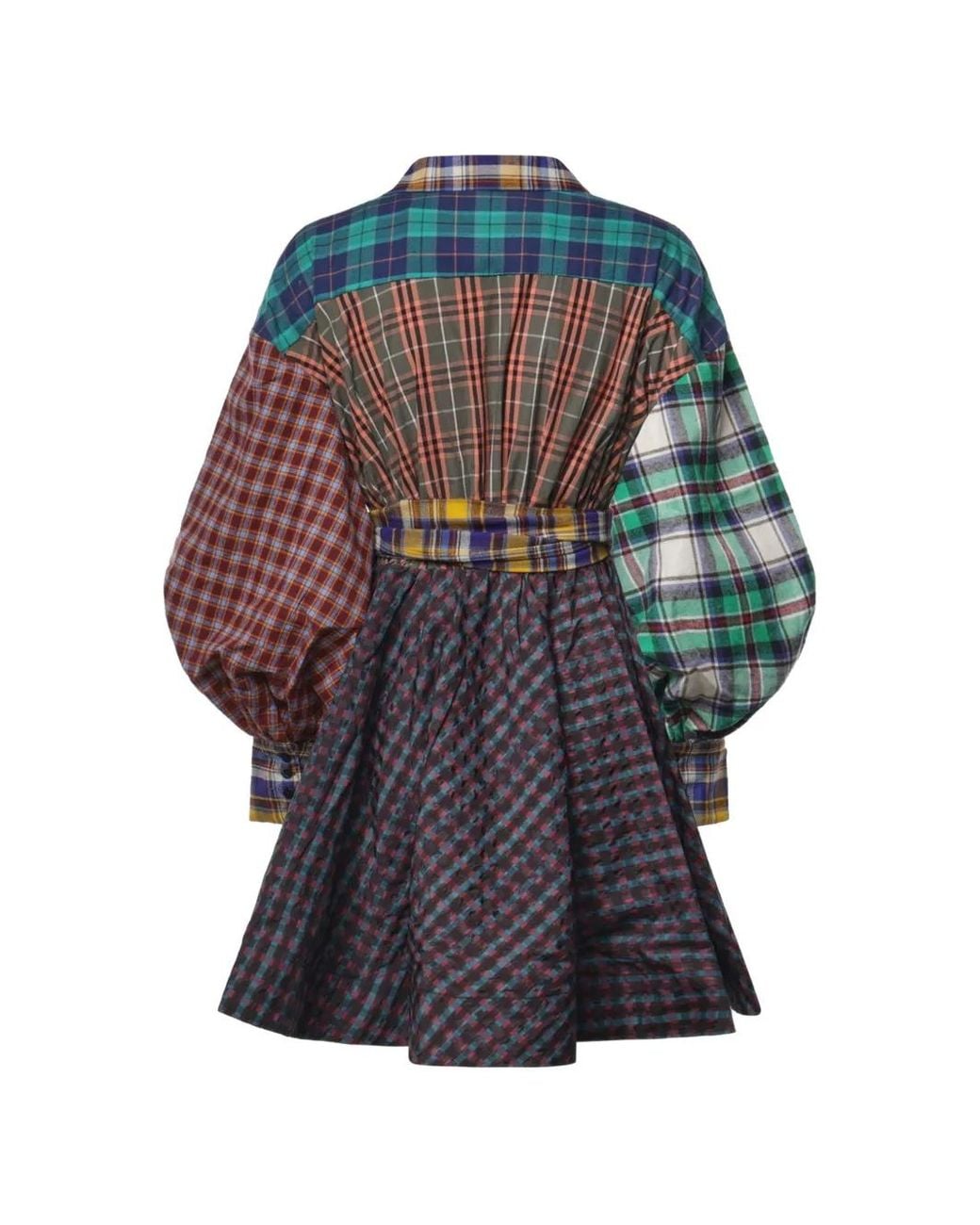 Celiab Blue Lumbre Patchwork Check Mini Dress