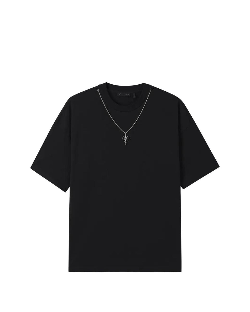 FIVE CM Black Necklace-Detail T-Shirt for men
