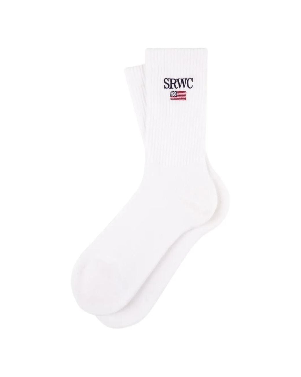 Sporty & Rich White Ribbed Logo Socks