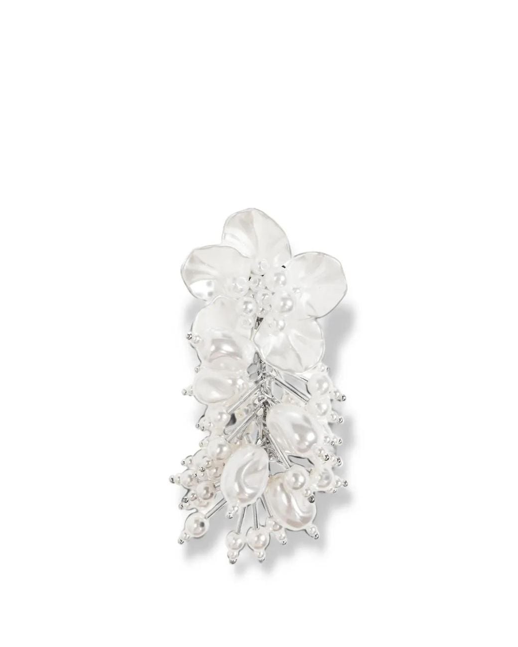 Self-Portrait White Pearl Flower Beaded Cluster Earrings
