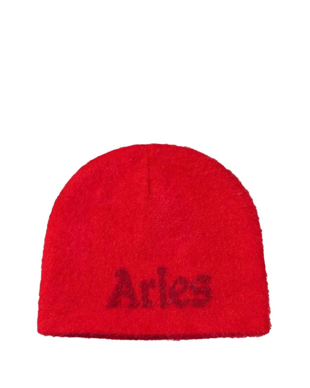 Aries Red Skull Fluffy Reversible Beanie Hat