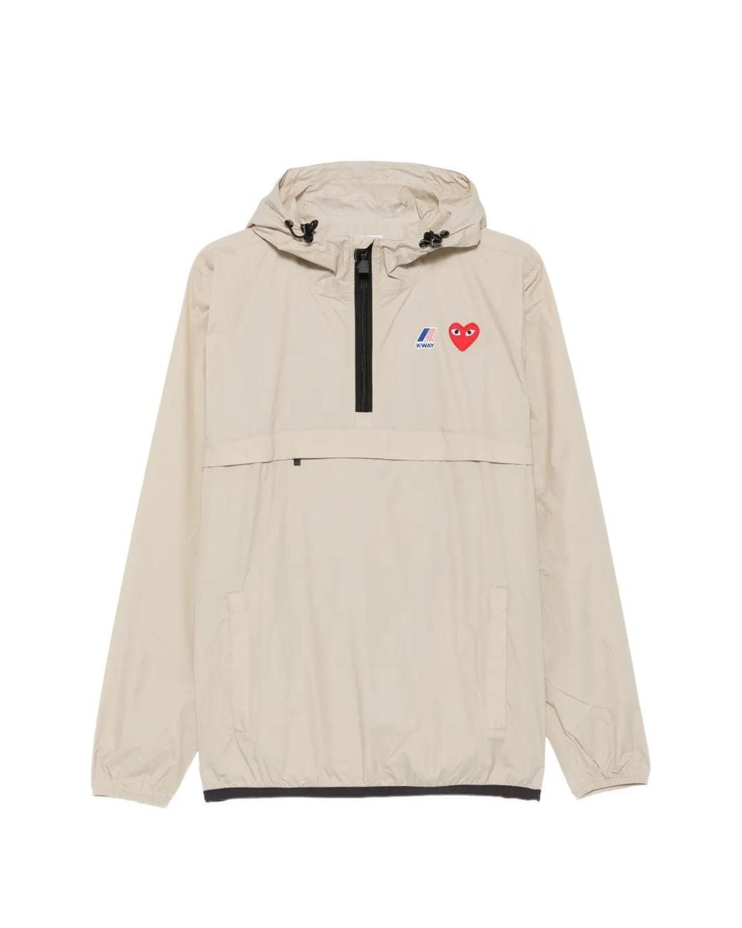 COMME DES GARÇONS PLAY White X K-Way Heart-Patch Half-Zip Jacket