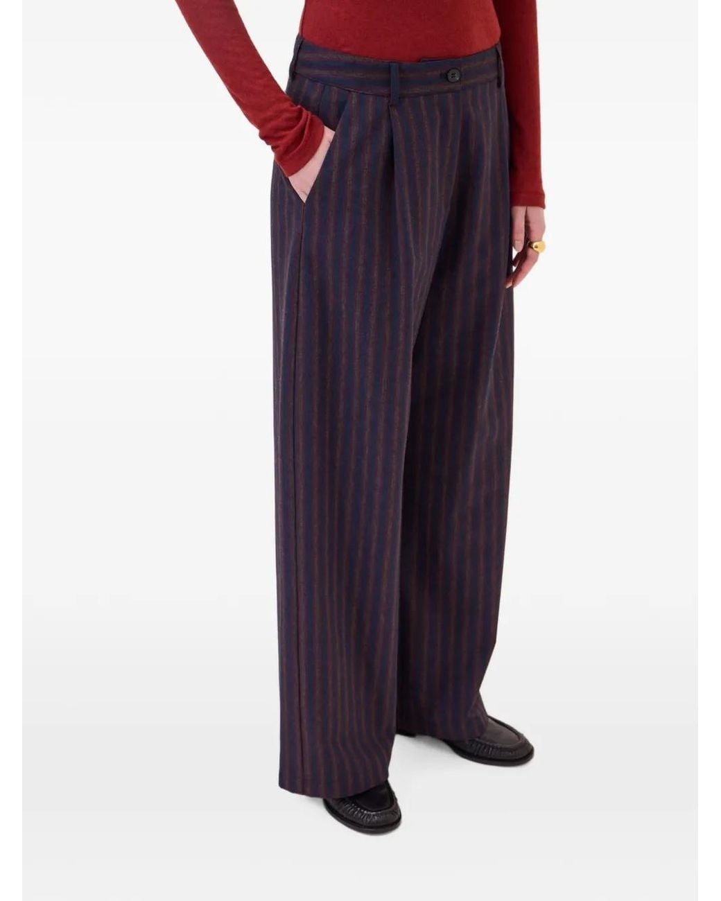 Ottod'Ame Blue Pinstripe Pleated Trousers