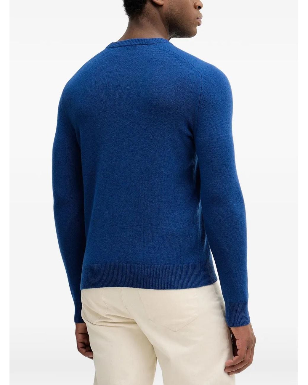 Benetton Blue Long-Sleeve Round-Neck Sweater for men