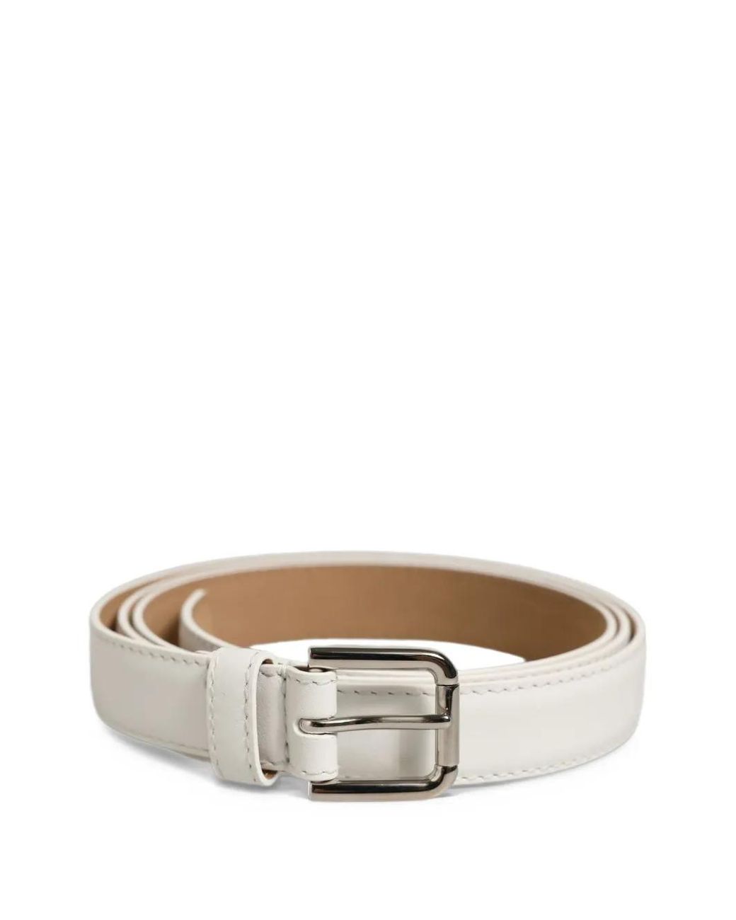 Dolce & Gabbana White Buckled Leather Belt