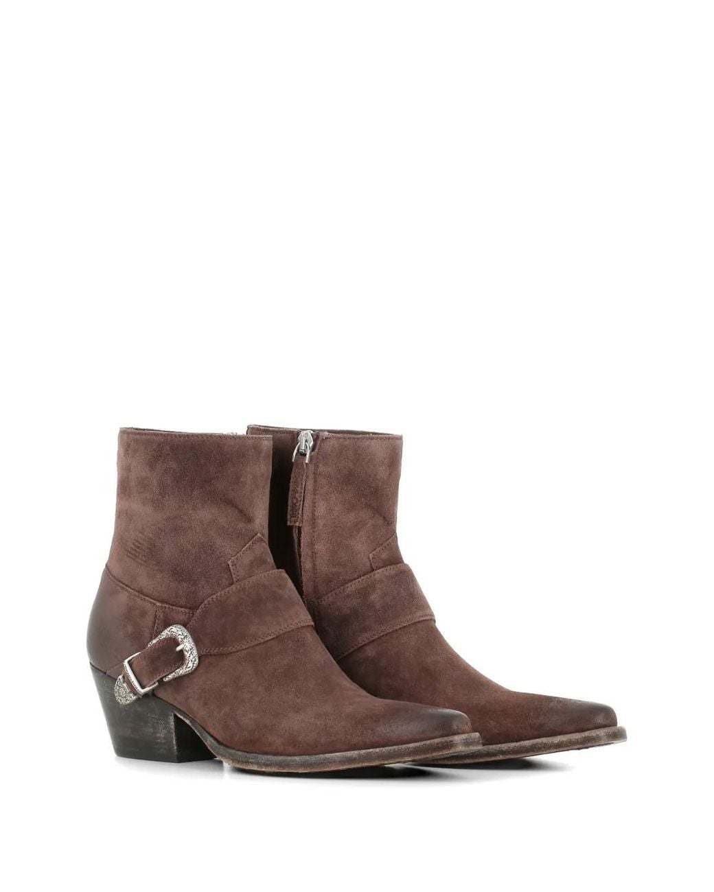 Sartore Brown Buckle Suede Boots