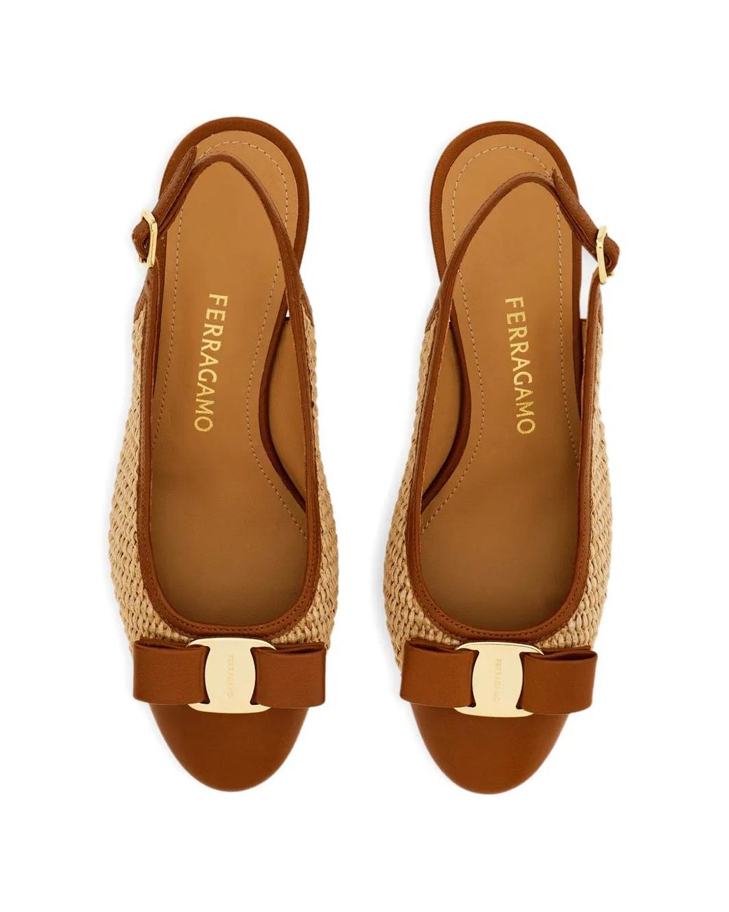 Ferragamo Brown Vara Bow Slingback Pumps