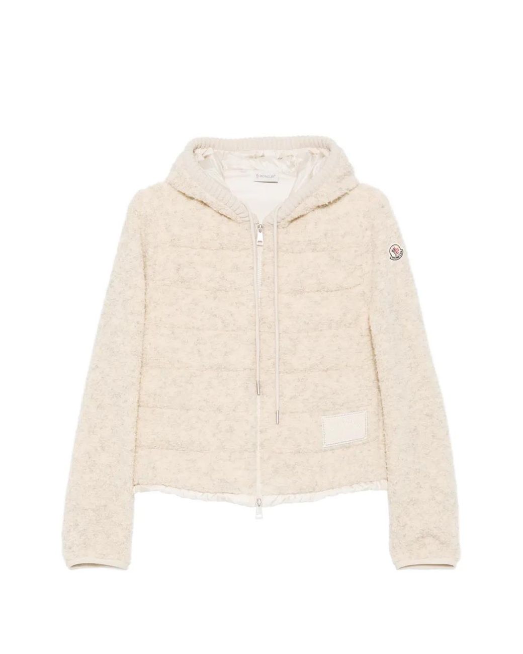 Moncler White Quilted Fleece-Texture Puffer Jacket