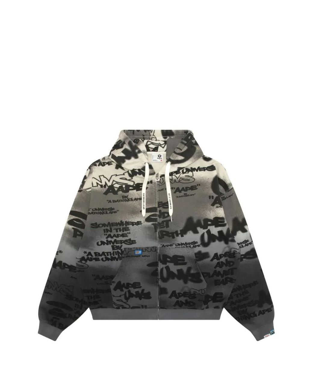 Aape By A Bathing Ape Black Printed Zip-Up Hoodie for men