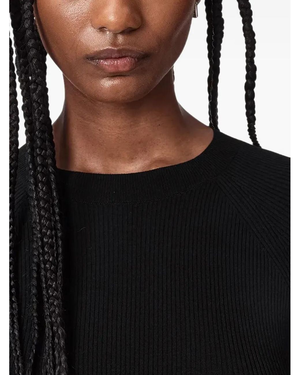 AllSaints Black Jas Ribbed Peplum Sweater