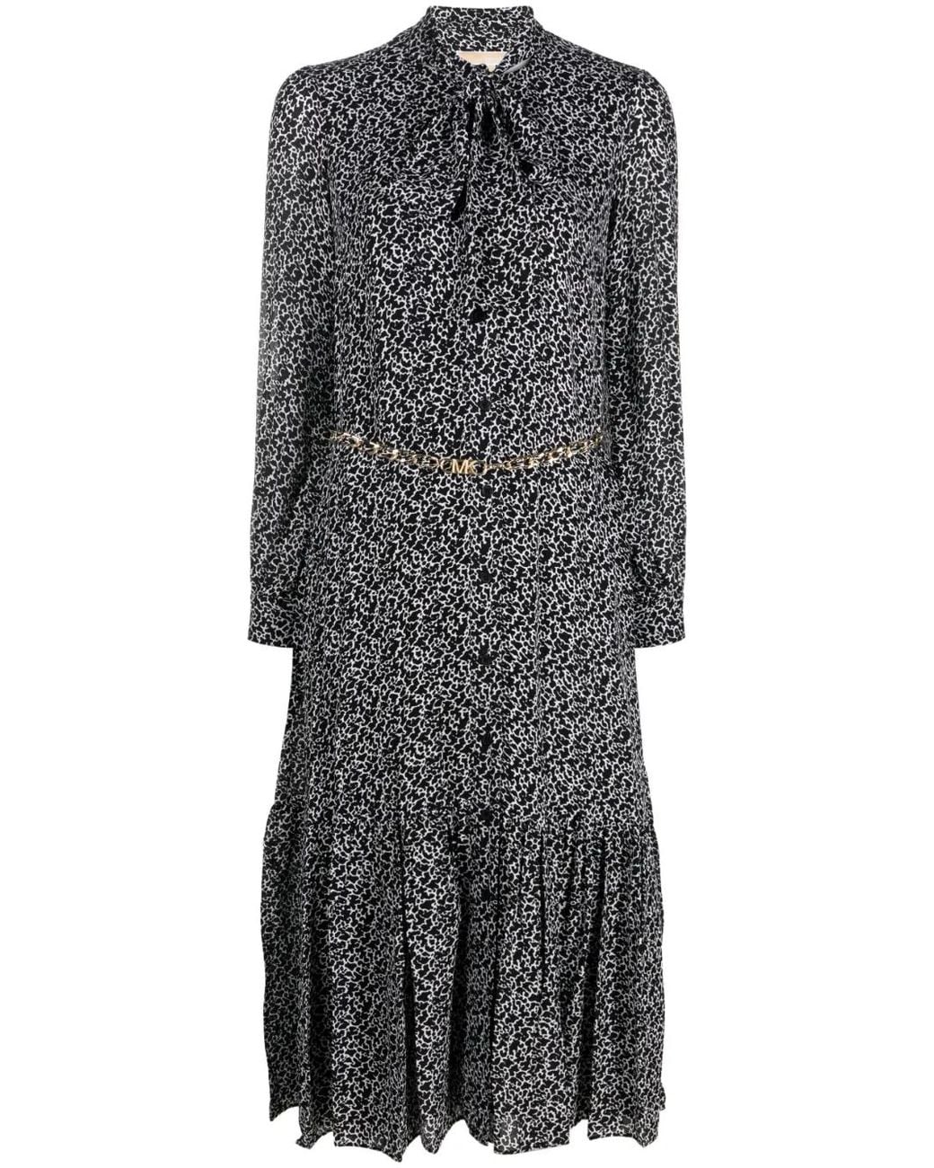 MICHAEL Michael Kors Gray Abstract-Print Midi Shirt Dress