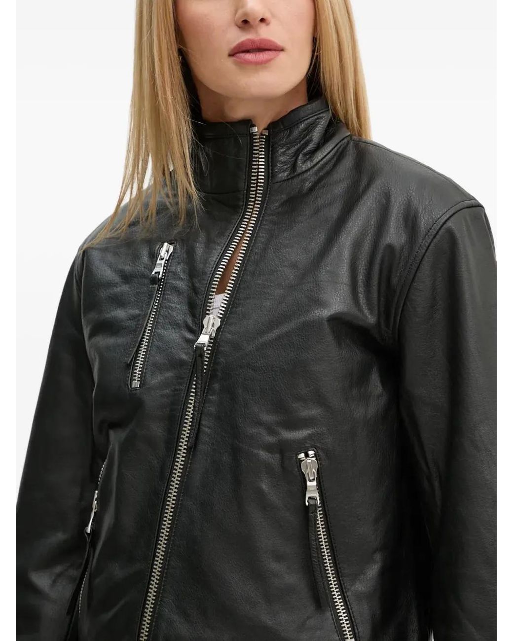 Veste En Cuir À Fermeture Zippée Won Hundred en coloris Black