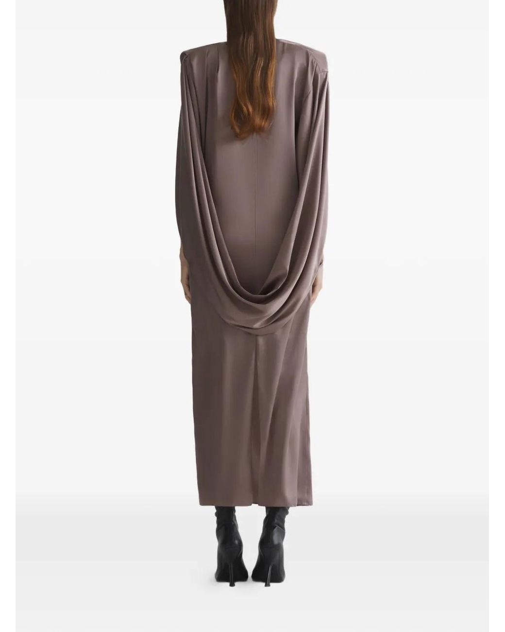 Mugler Brown Scarf Draped Dress