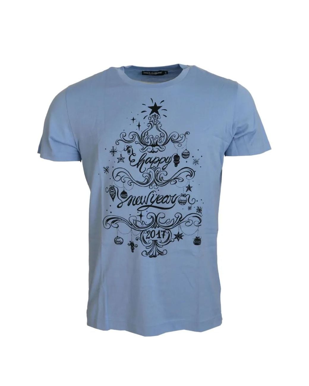 Dolce & Gabbana Blue Graphic-Print T-Shirt for men